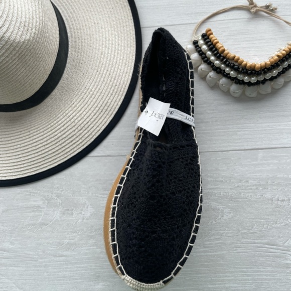 J.CREW Crochet Slip-On Espadrille - Black